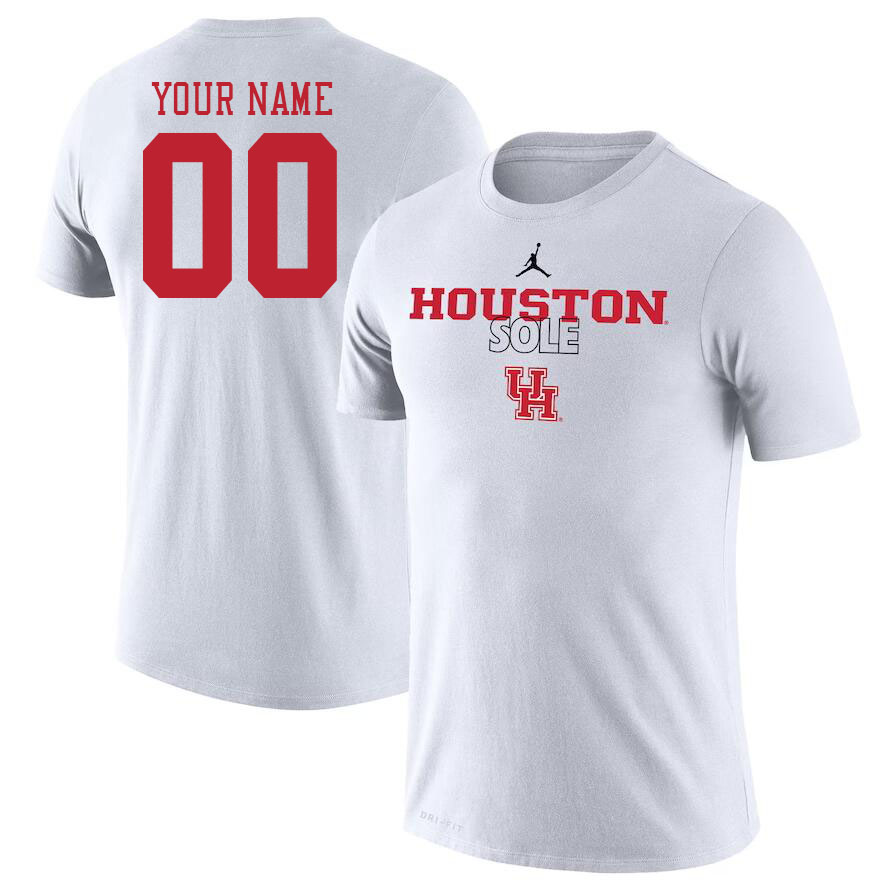 Custom Houston Cougars Name And Number College Tshirt-White - Click Image to Close
